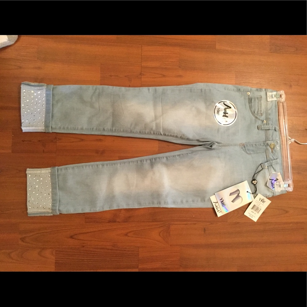 NWT YMI bleached denim anklet,roll down stud‎ cuff